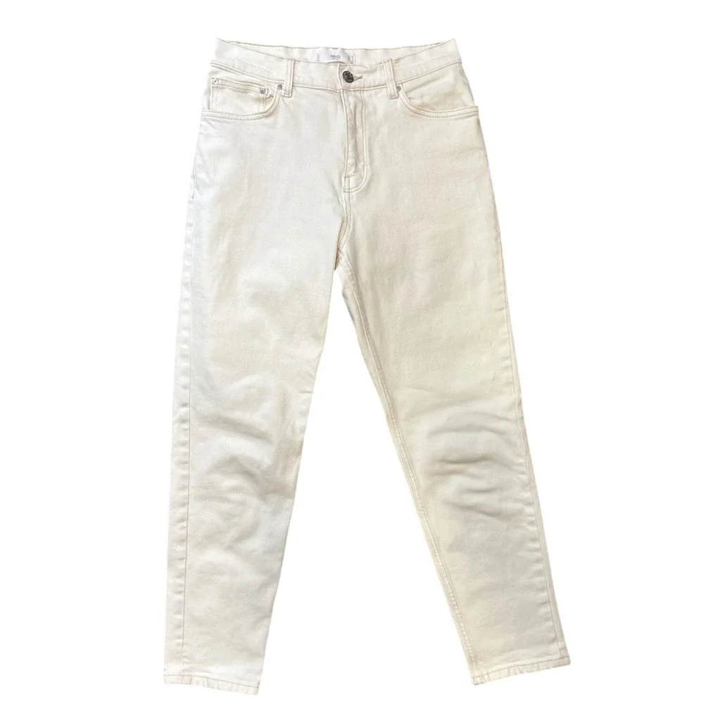 Mango Mom Jeans High Waisted Cotton Denim Off White/Cream Women's Size 6 US
